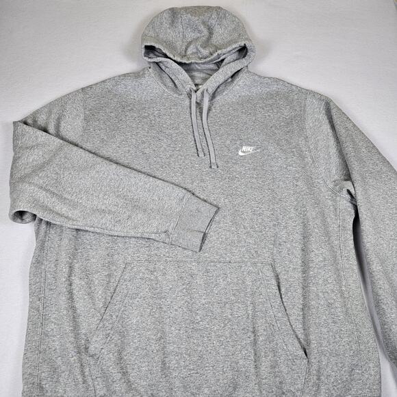 Nike Club Fleece Pullover Hoodie Mens 3XL BV2654-063 Gray Drawstring Sweatshirt - Picture 1 of 13